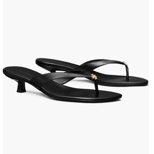 Brand New Tory Burch Capri Low Thong Kitten Heel Black and Gold 8
